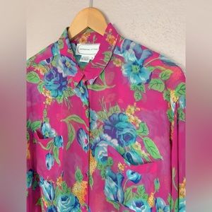Adrienne Vittadini Sheer Floral Shirt